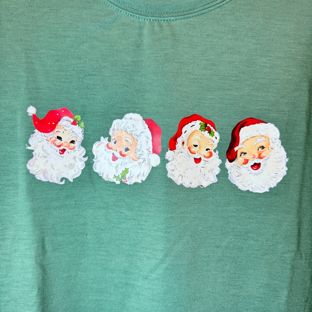 Green Santa Claus Christmas Sweater XL Holiday Christmas Party Crewneck Chic - Picture 2 of 7